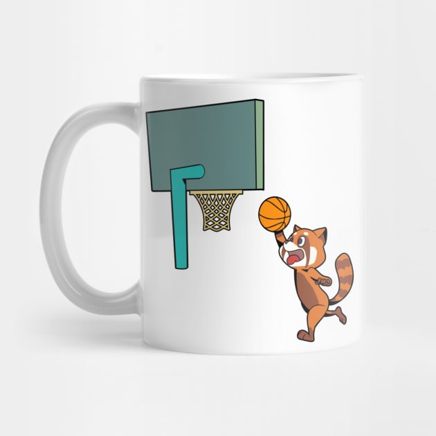 Comic red panda playing basketball by Modern Medieval Design